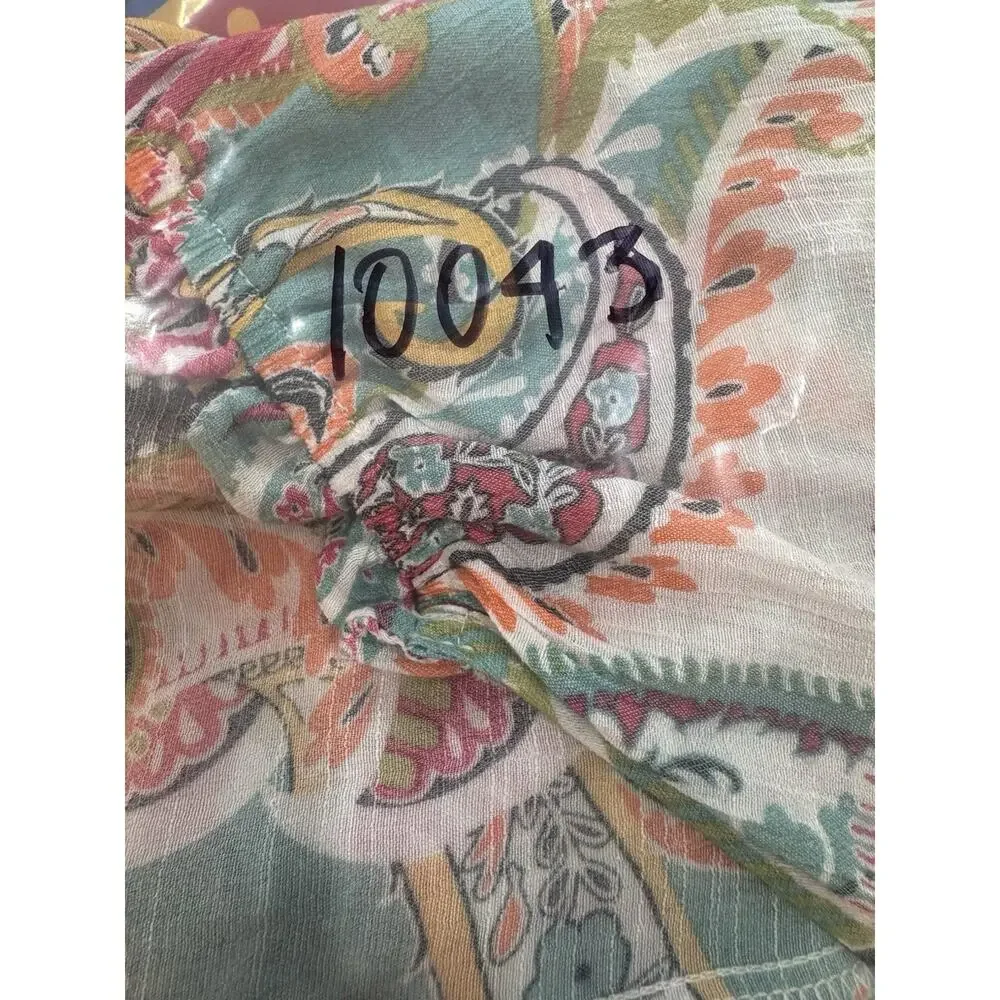 Spense Top Womens M Bell Sleeve Crochet Ruffle Paisley Boho Gypsy Peasant Indie - Picture 7 of 7